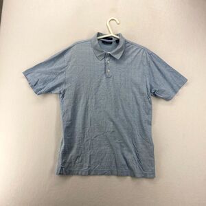 Grant Thomas Short Sleeve Polo Blue Check Color Mercerized Cotton Mens Size‎ M